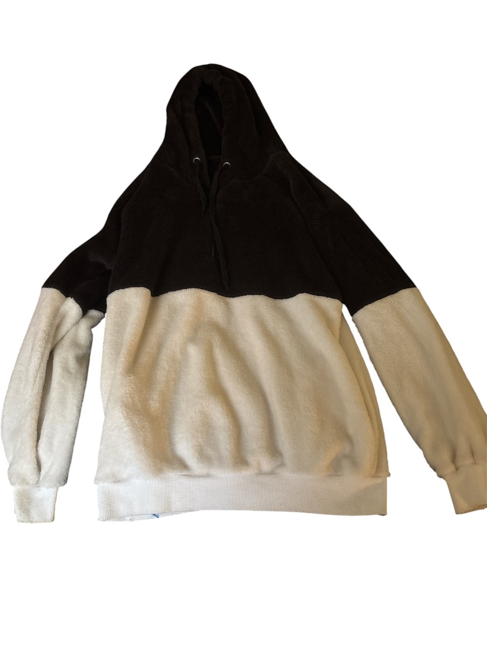 Two-Tone Black and Cream Hooded Sweater READ DESCRIPTION